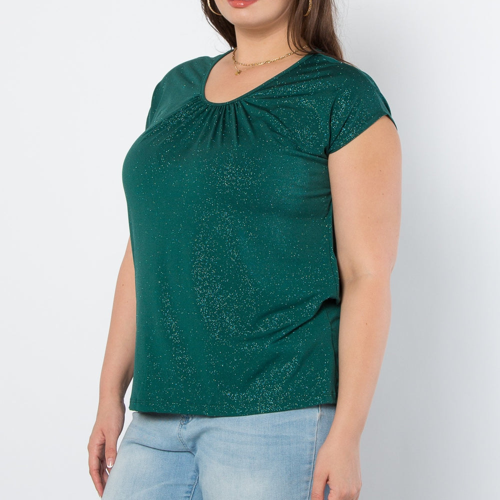 Hunter Green Glitter Short Sleeve Top