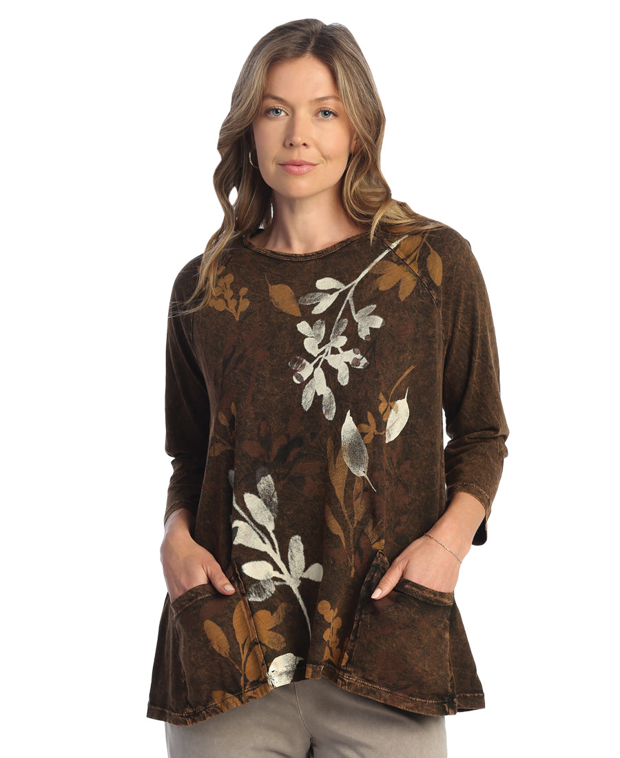 Chocolate Mineral Wash Tunic with Patch Pockets