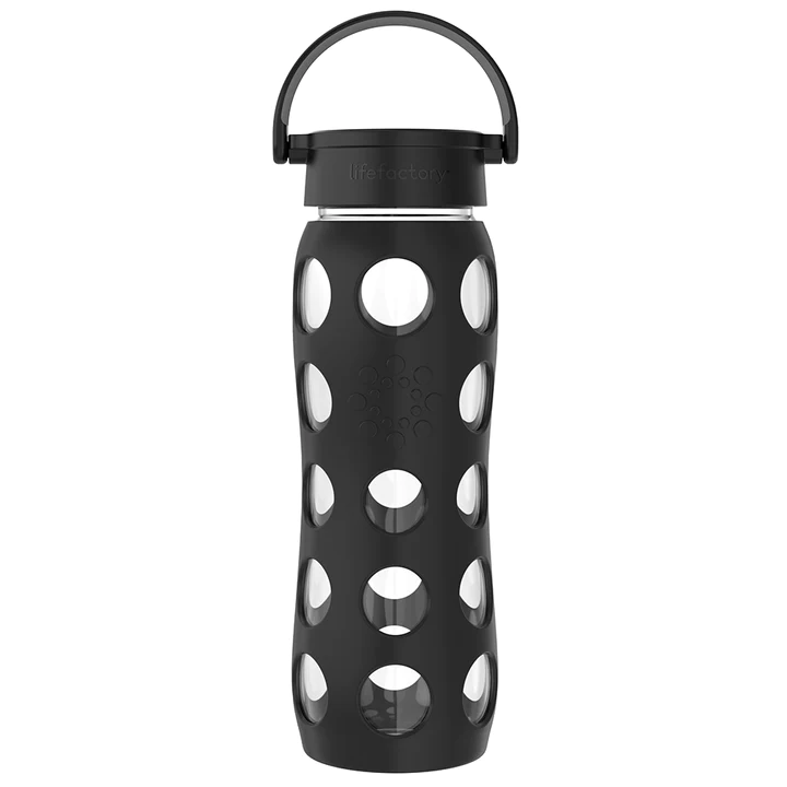 Black 22oz Glass Water Bottle