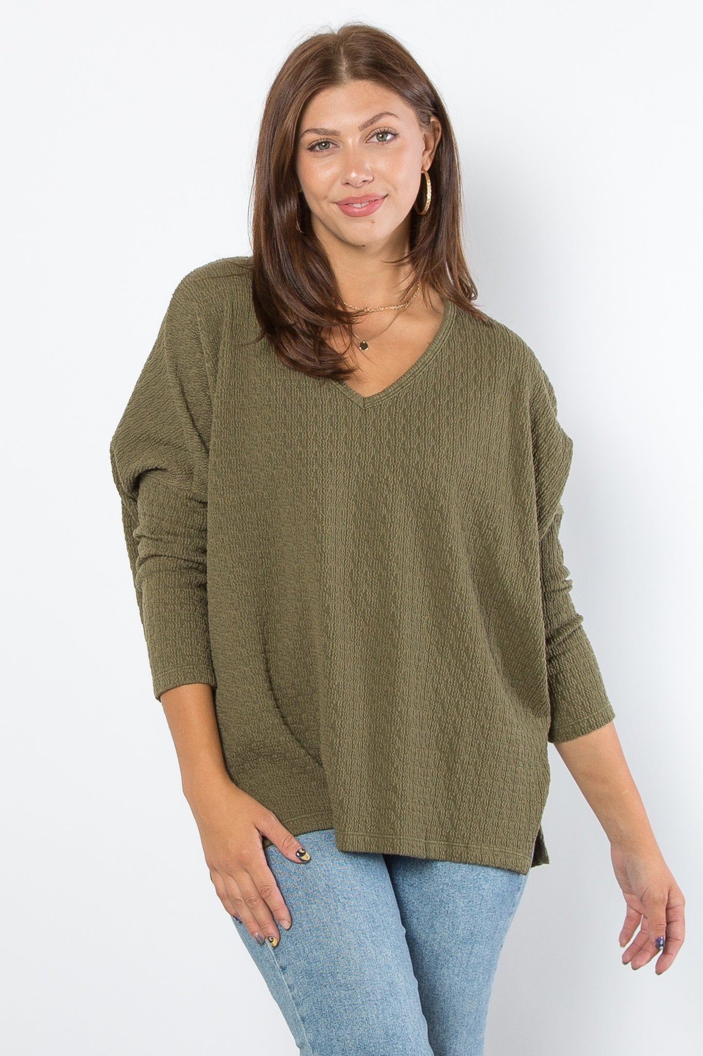 Olive Green Keyhole Sweater