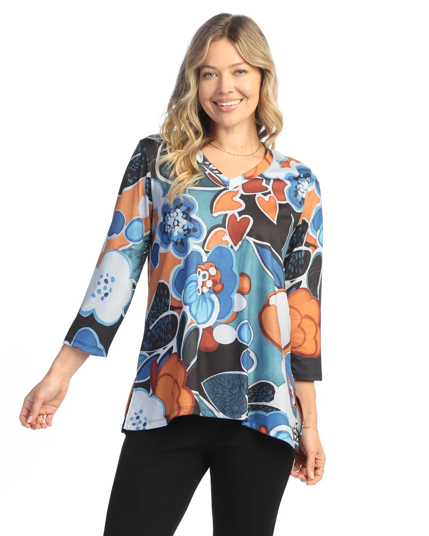 Lullaby Soft V Neck Tunic with Side Slits