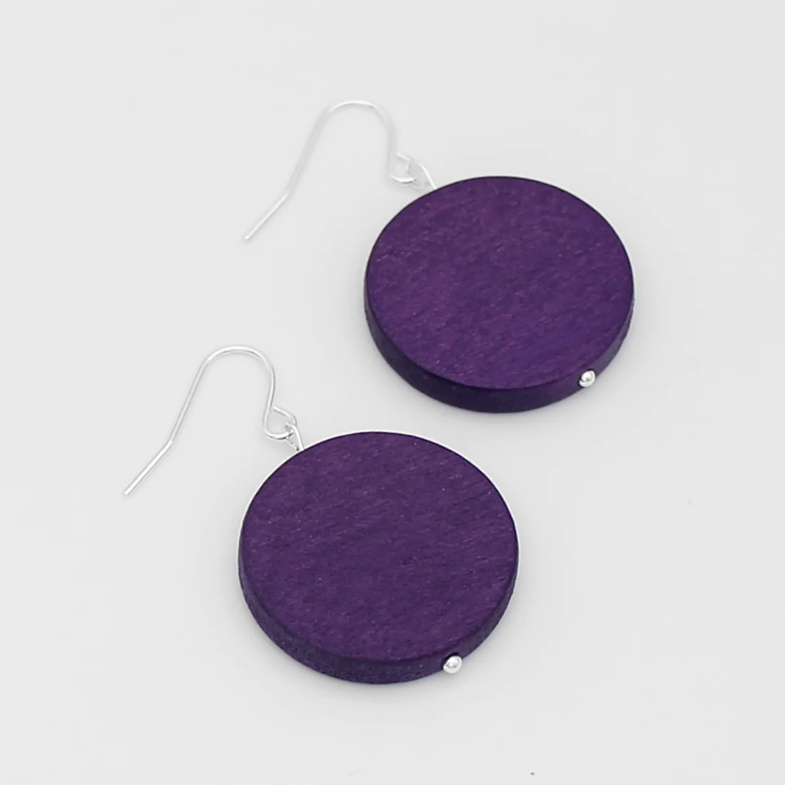 Purple Wooden Dot Earrings