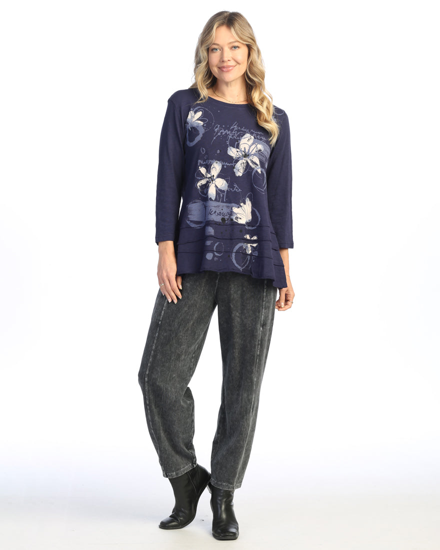 Jet Denim Poppies Cotton Slub Layered Navy Tunic