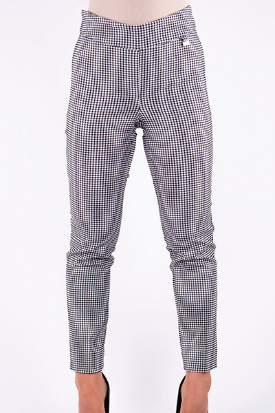 Black and White Gingham Full Length Pants