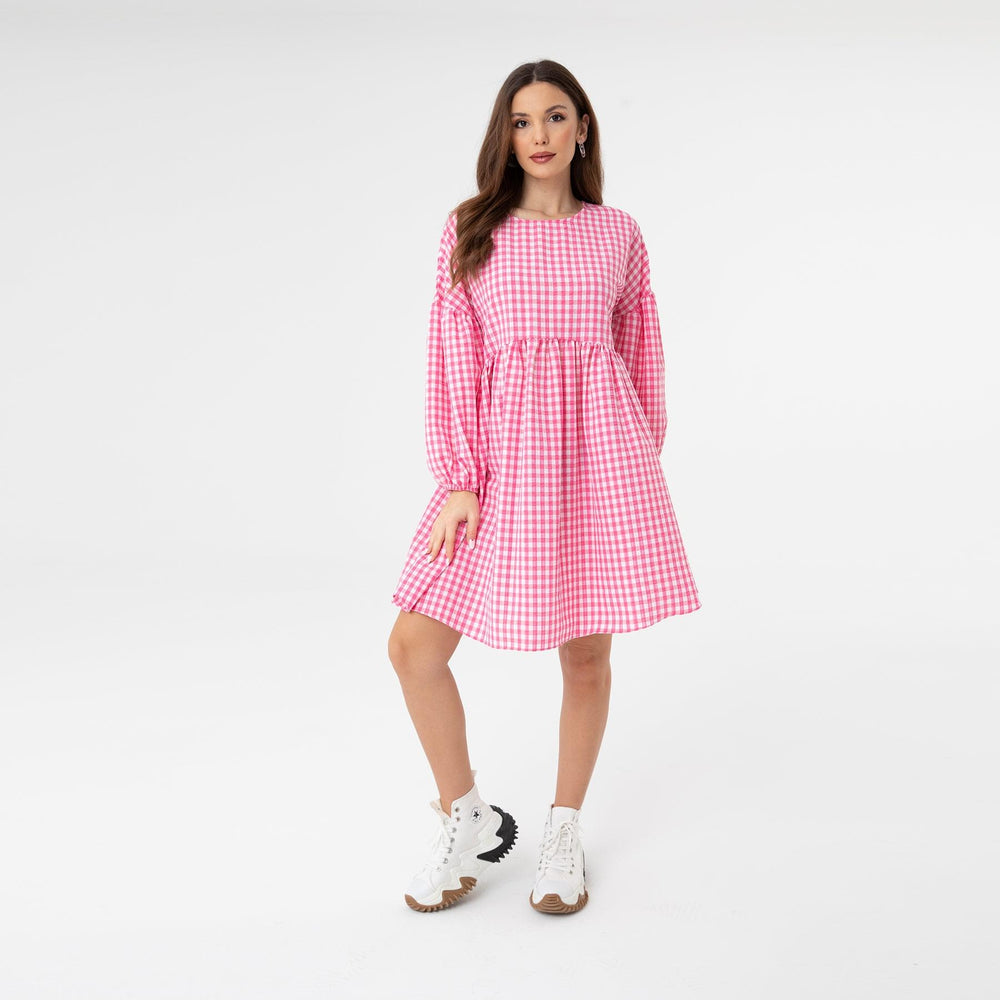 
                  
                    Pink Checkered Poplin Sleeve Dress
                  
                