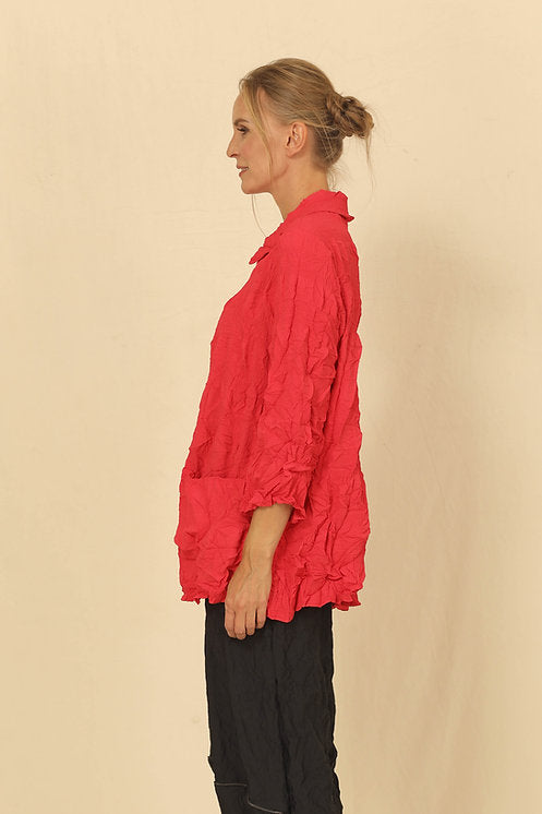 Cherry Red Hilda Button Up Jacket