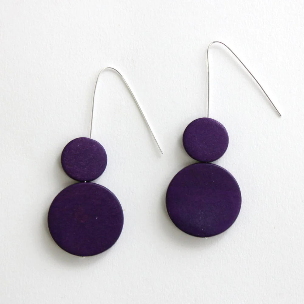 Purple Double Bead Sara Earrings