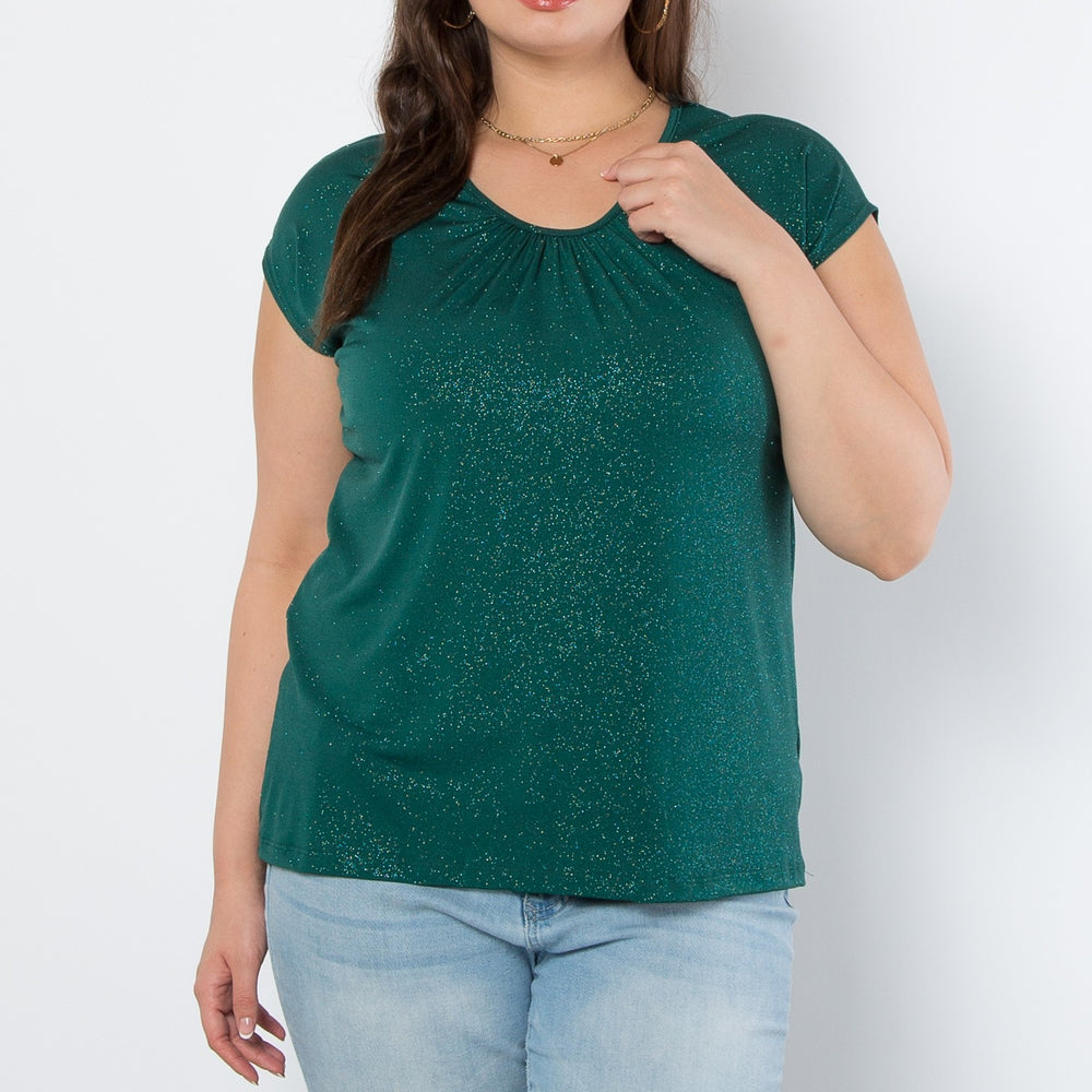 Hunter Green Glitter Short Sleeve Top