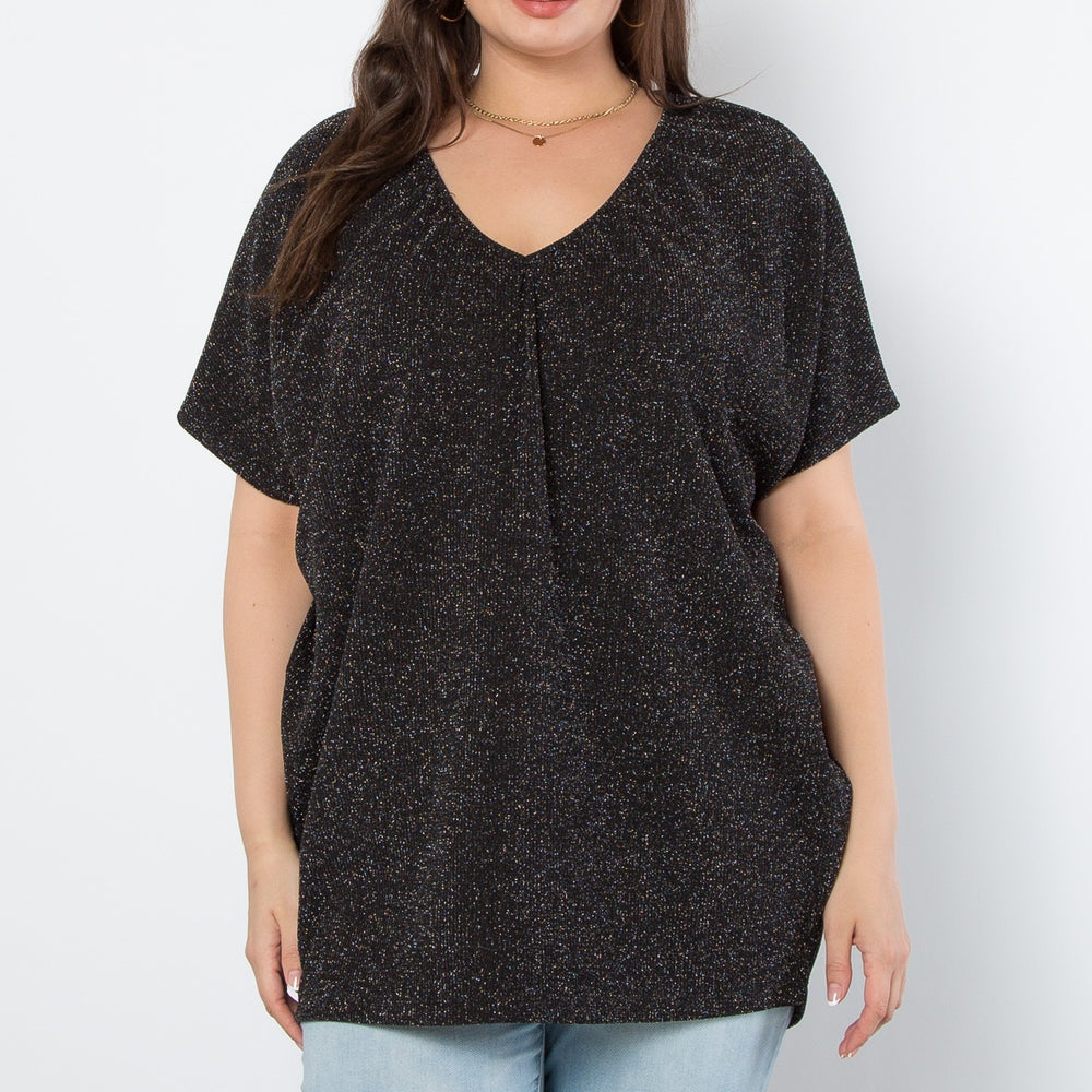 
                  
                    Black Lurex Urban Rib Short Sleeve Dolman Top
                  
                