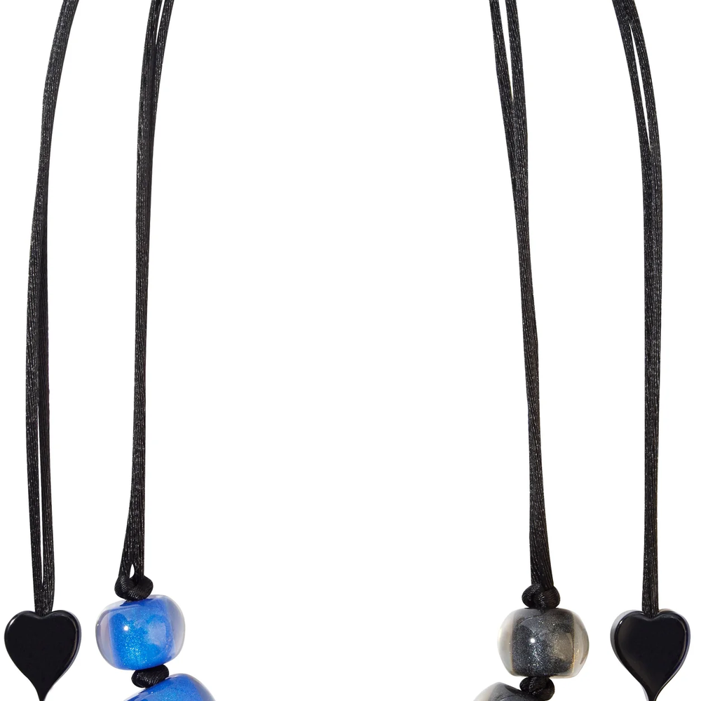 Royal Blue and Black Beaded Necklace