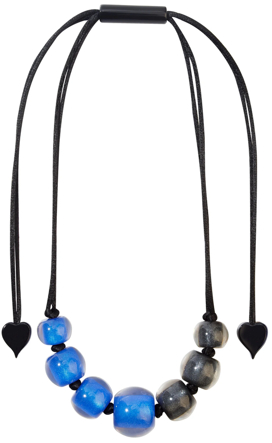 Royal Blue and Black Beaded Necklace