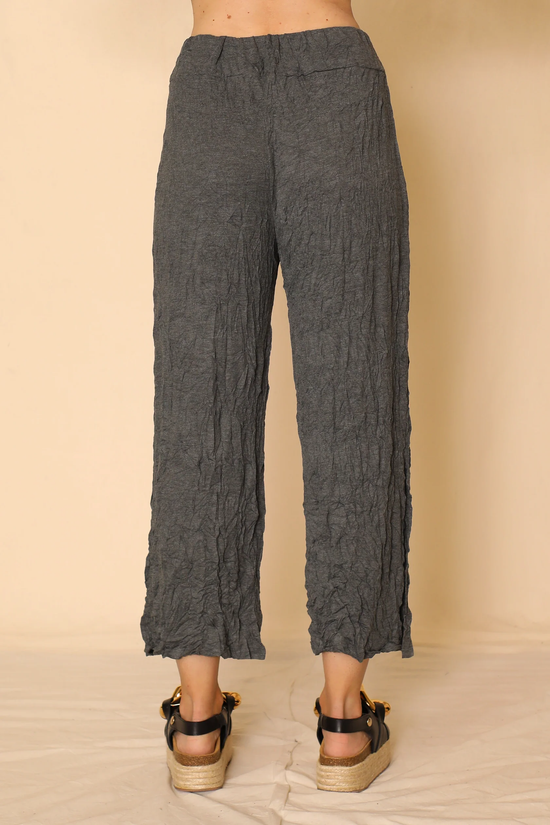 Larshell Crinkle Pant with Side Slits - Charcoal