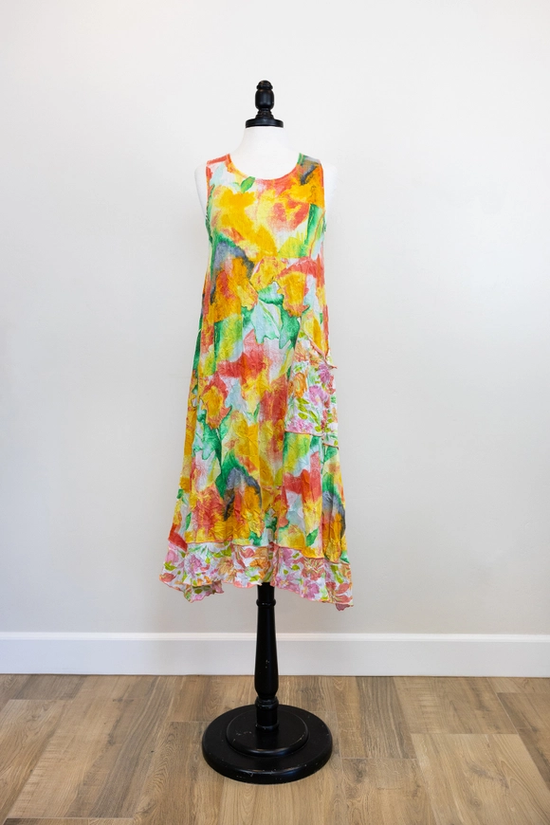 Mango Watercolor Crinkle Dress
