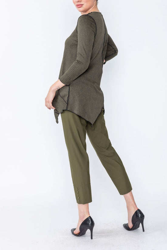 Load image into Gallery viewer, 3/4 Sleeve Pinstripe Olive Tunic
