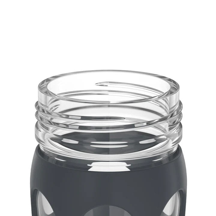 Black 12oz Flip Cap Glass Water Bottle