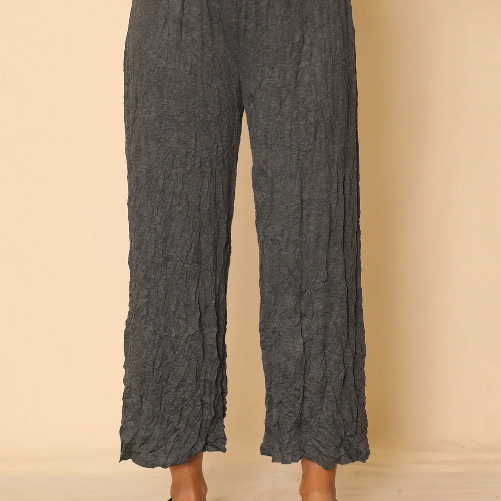 Larshell Crinkle Pant with Side Slits - Charcoal