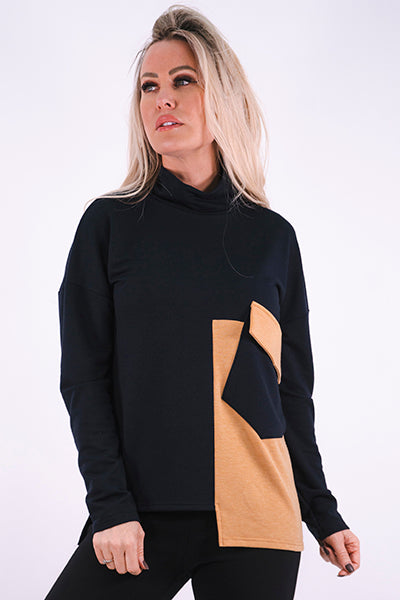 
                  
                    Black and Tan Turtle Neck Top
                  
                