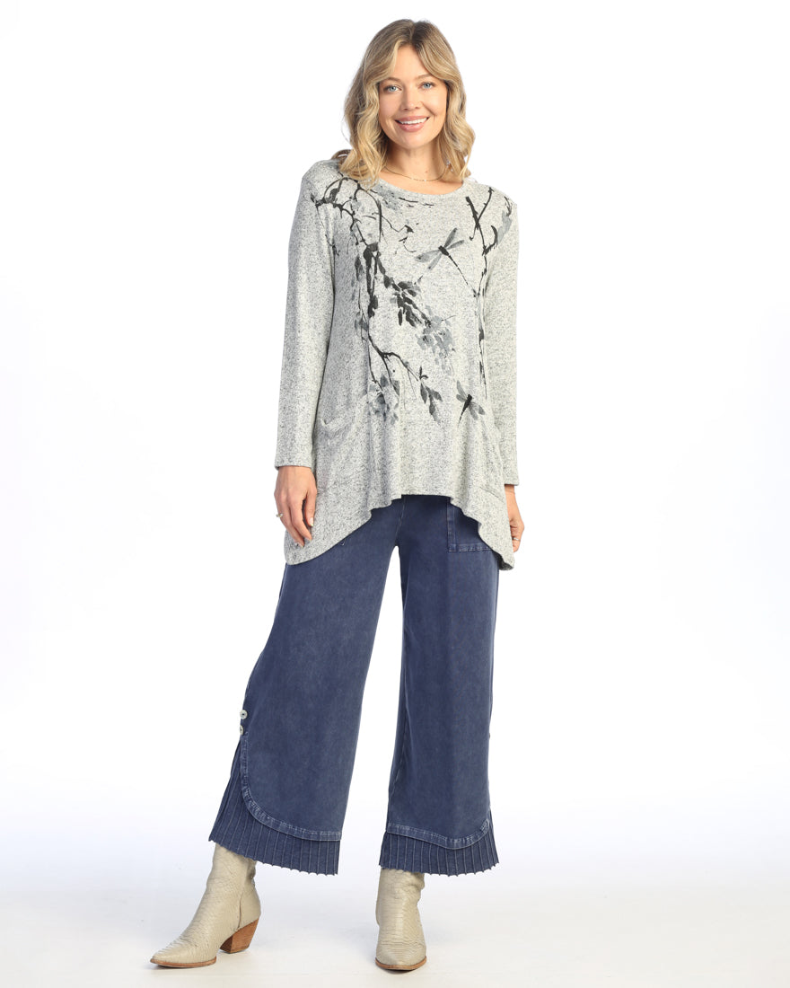 Heather Gray Soft Brushed Knit Tunic with Pockets