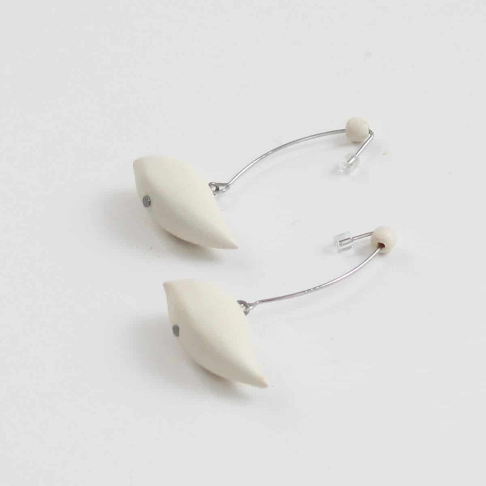 White Robin Statement Earrings