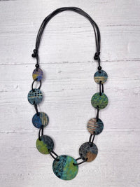 Teal Pattern Circle Adjustable Necklace