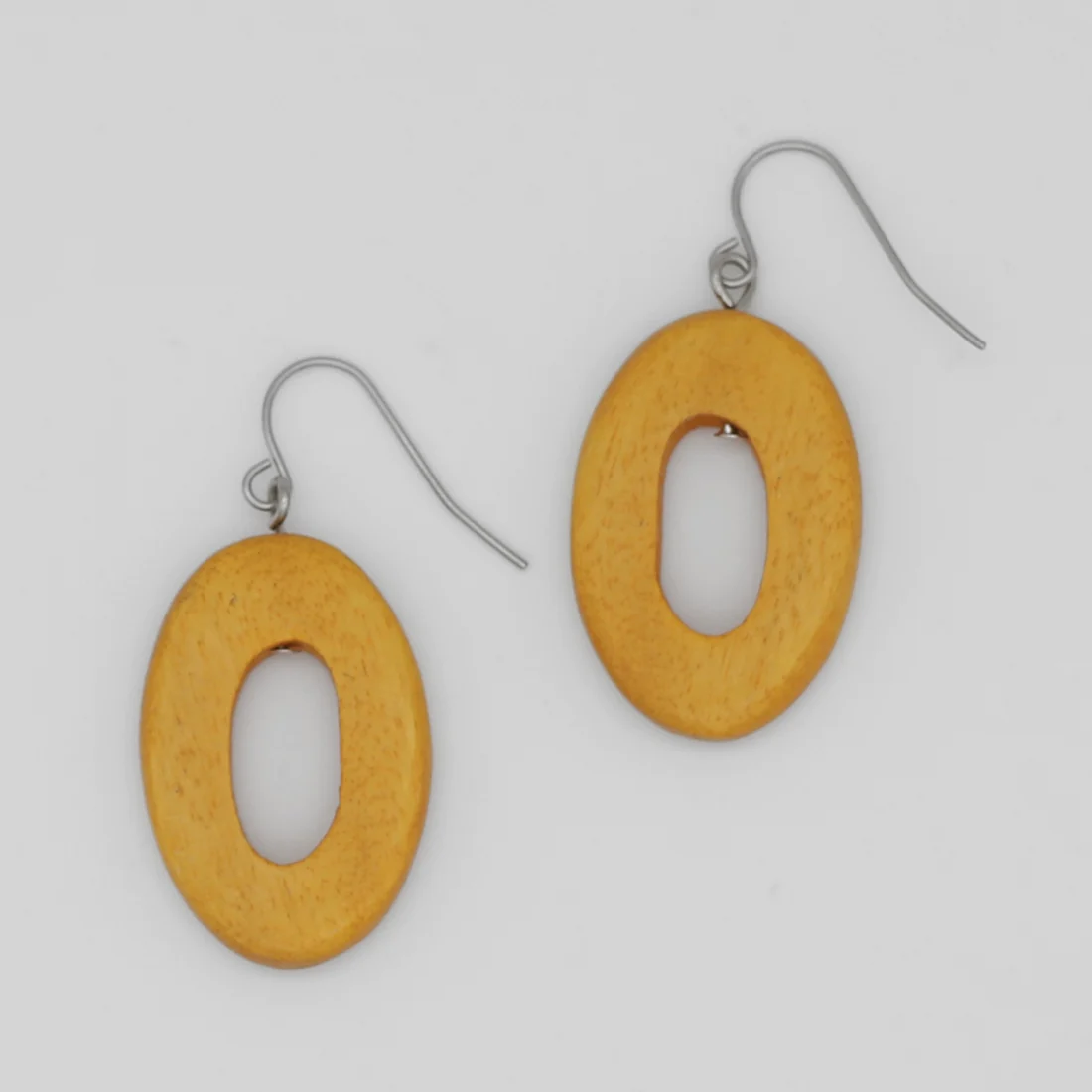 Honey Oval Wood Earrings