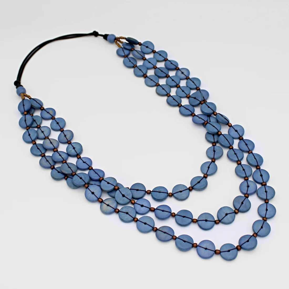 Denim Blue Jackie Triple Strand Necklace