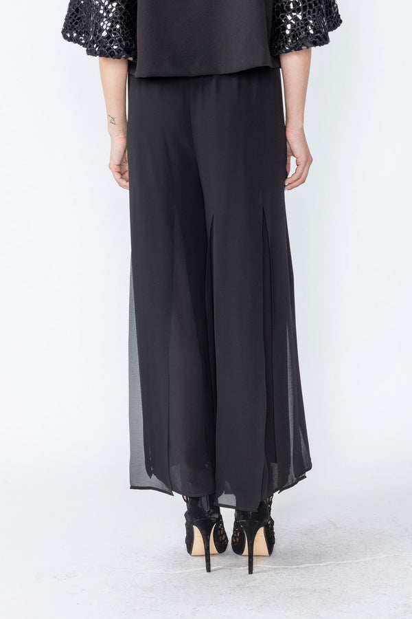 Black Flowy Overlay Pant