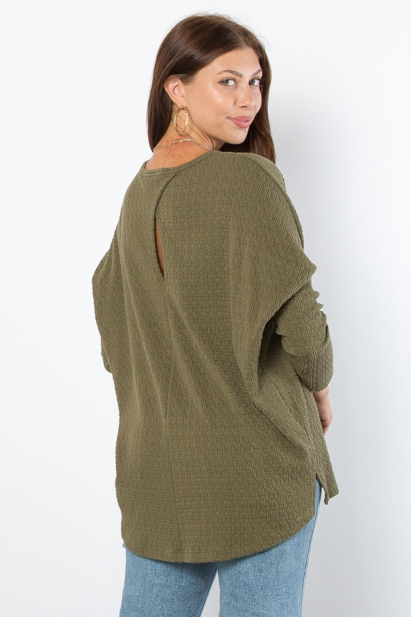 Olive Green Keyhole Sweater