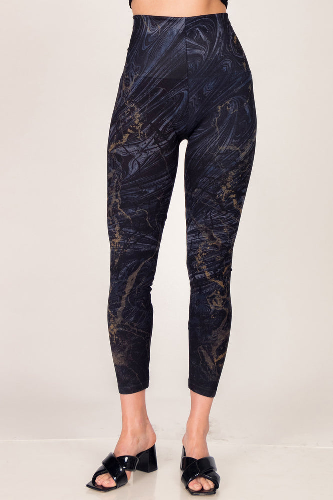 Navy Swirl with Gold Full Length Legging