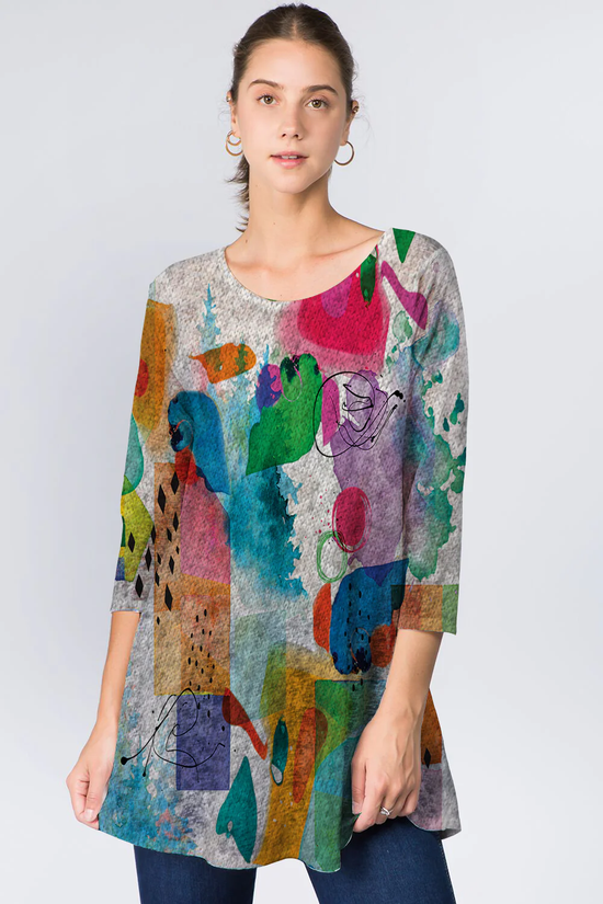 Abstract Pattern Heather Gray Tunic
