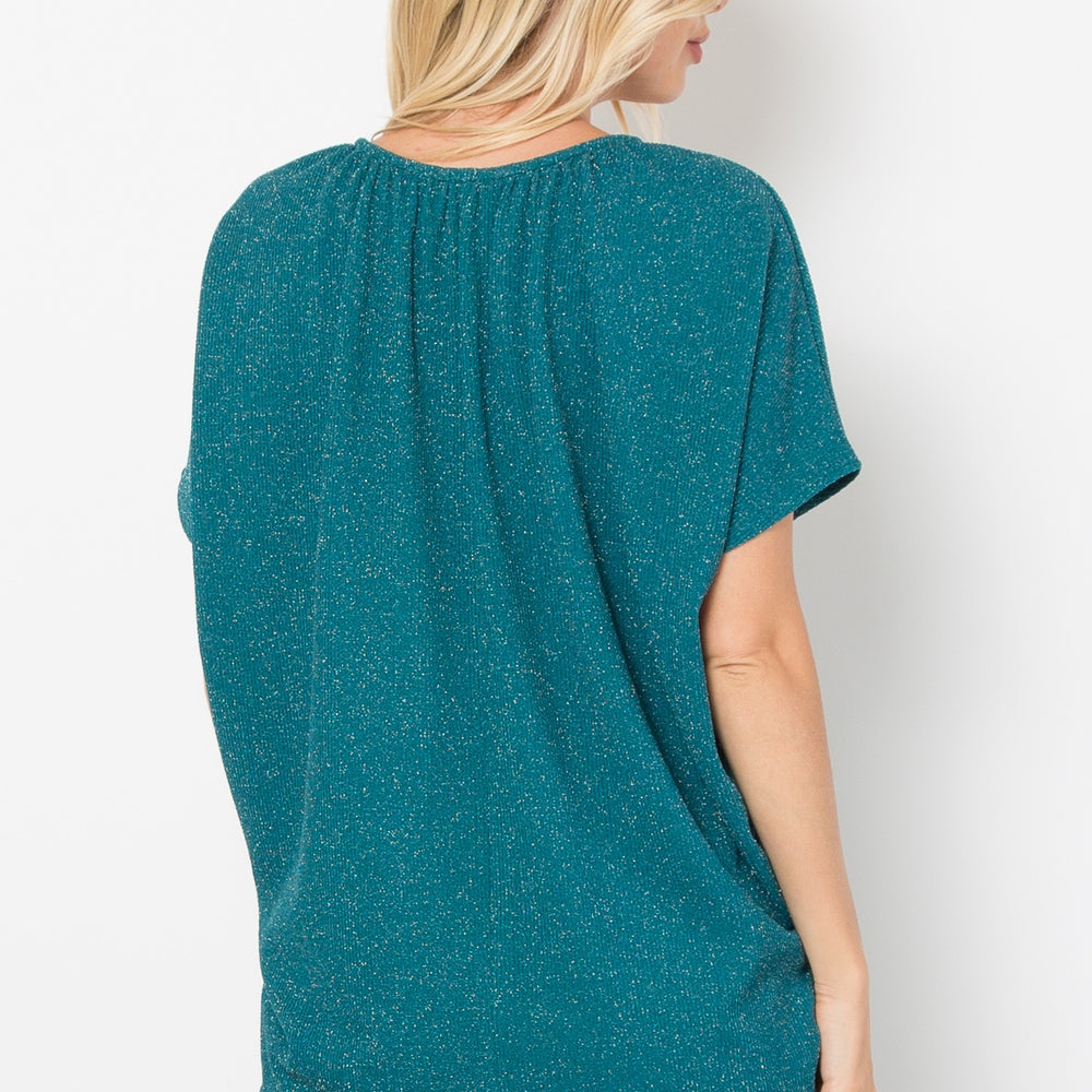 
                  
                    Teal Green Lurex Urban Rib Short Sleeve Dolman Top
                  
                