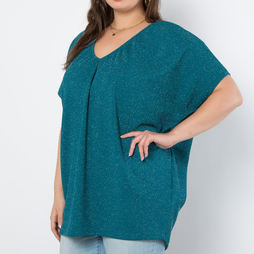 
                  
                    Teal Green Lurex Urban Rib Short Sleeve Dolman Top
                  
                