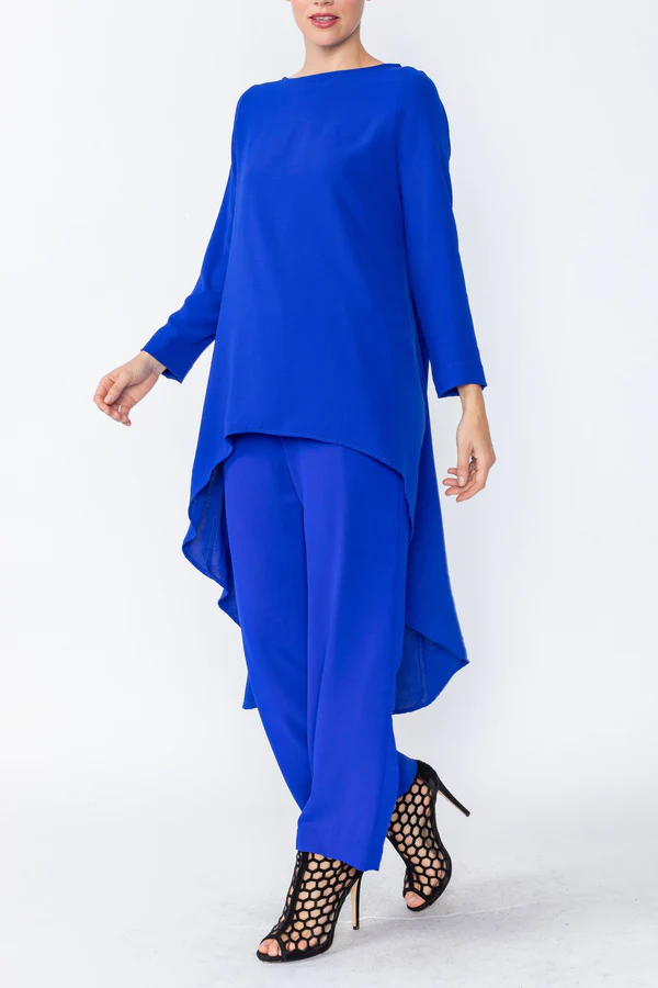 Boat Neck High Low Royal Blue Top