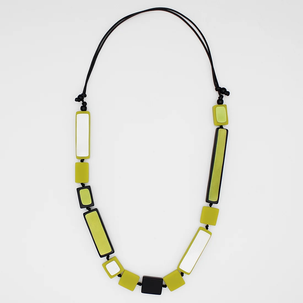 Lime Green Rectangle Statement Necklace