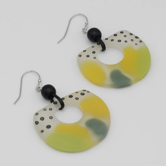 Lime and Yellow Pattern Earrings