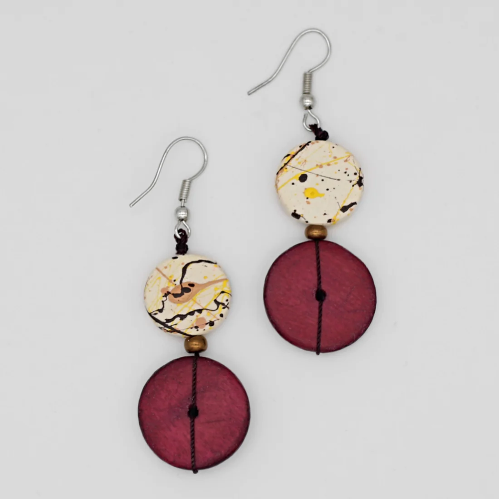 Wooden Splatter Earrings