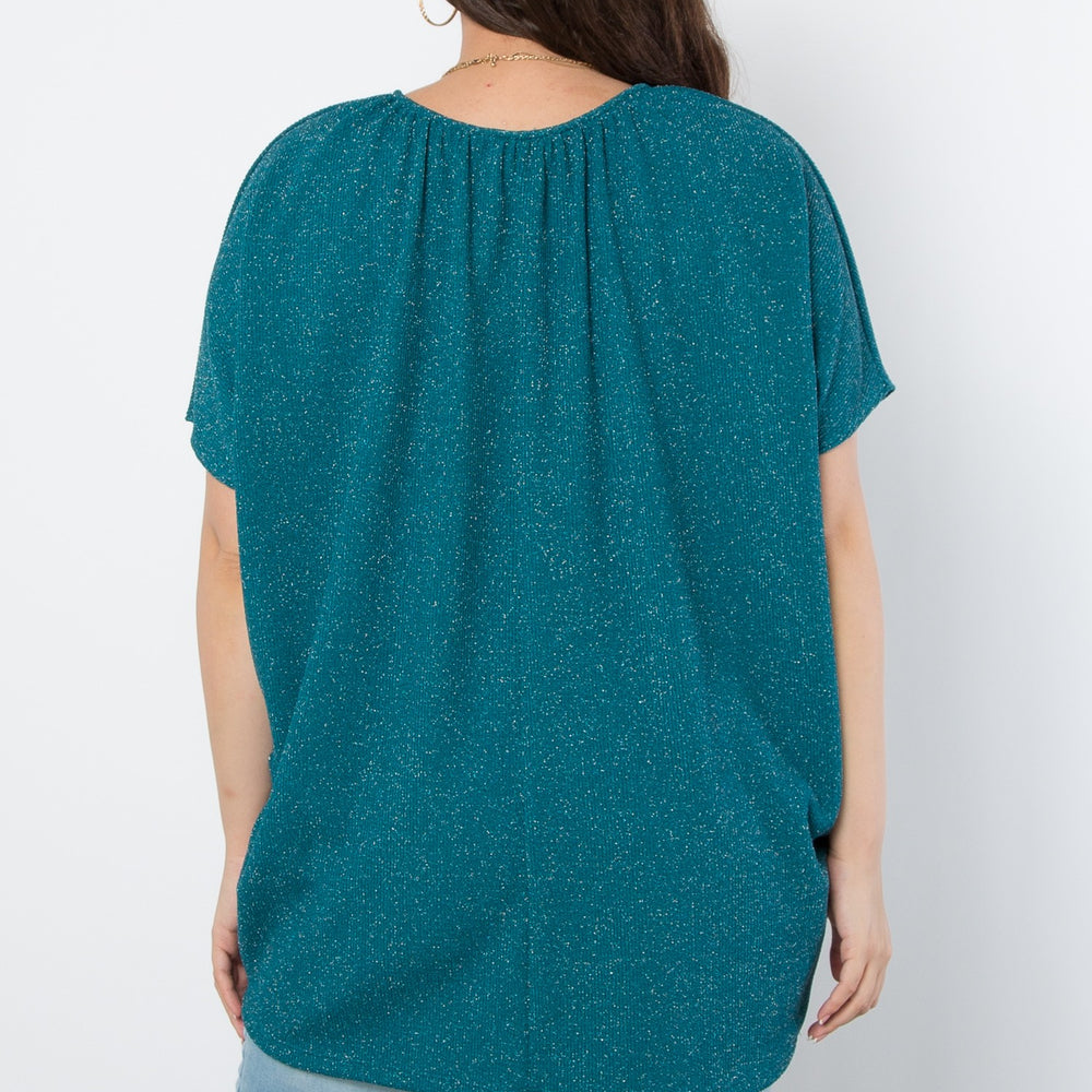 
                  
                    Teal Green Lurex Urban Rib Short Sleeve Dolman Top
                  
                