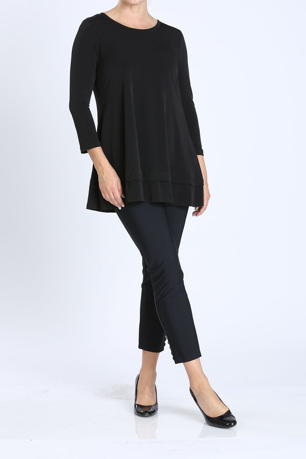 3/4 Sleeve Black High Low Top