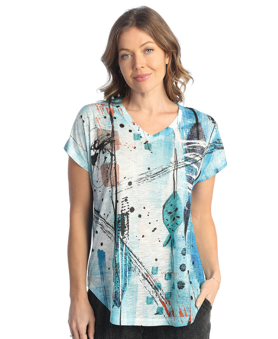 Porto V-Neck Dolman Cap-Sleeve Top