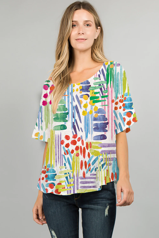 Colorful Short Sleeve Apple Top