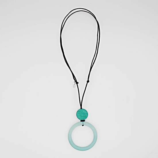 Aqua Circular Pendant Necklace