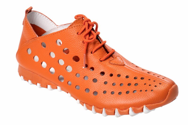 Load image into Gallery viewer, Orange Leather Lace Shoes
