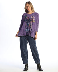 Purple Mineral Washed 100% Cotton Slub Patch Pocket Tunic