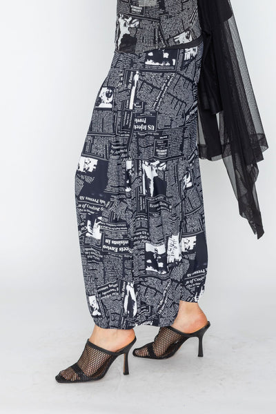 Newspaper Print Baggy Pant