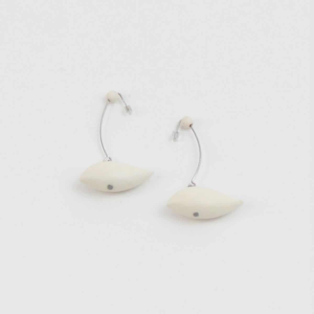 White Robin Statement Earrings