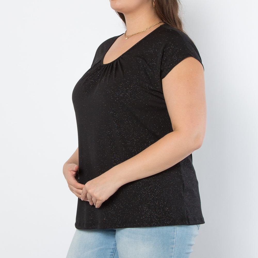 
                  
                    Black Glitter Short Sleeve Top
                  
                