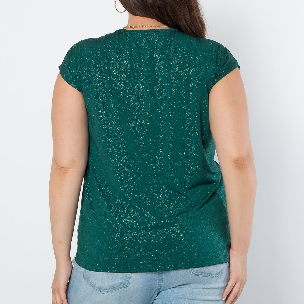 
                  
                    Hunter Green Glitter Short Sleeve Top
                  
                