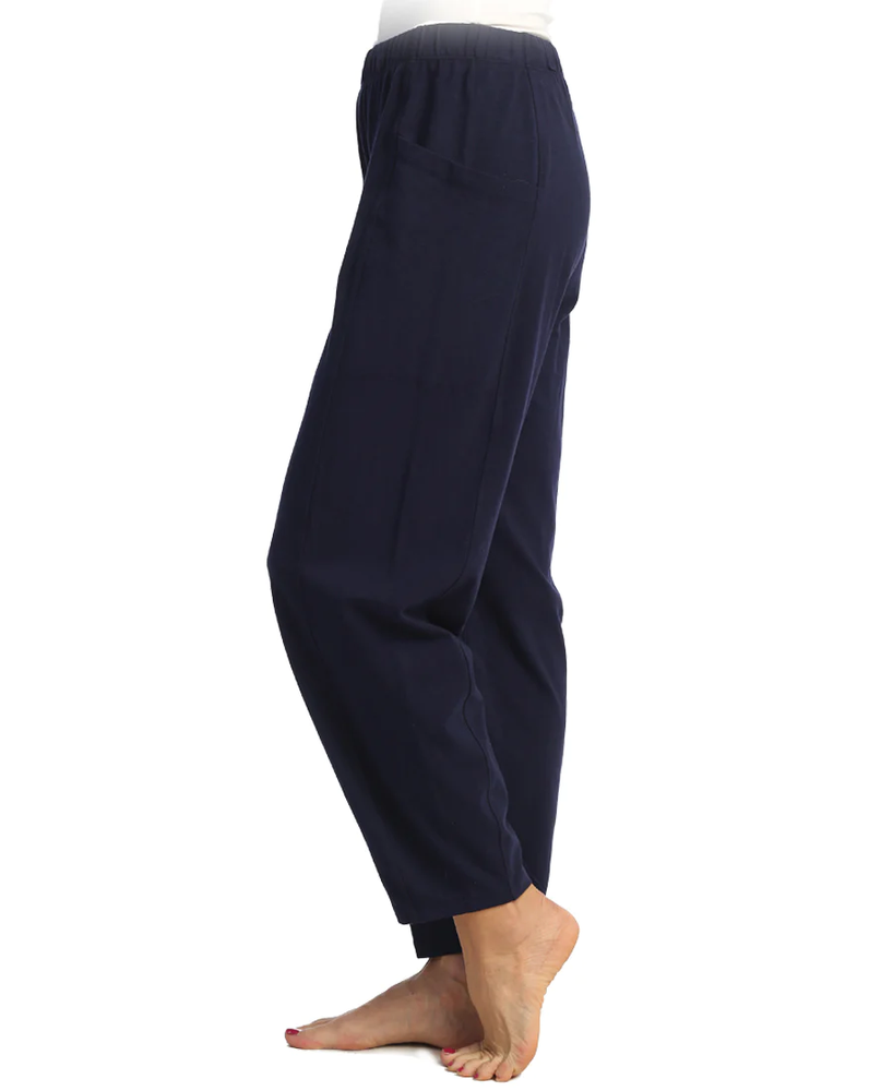 Jet Denim Cotton Lantern Pants With Side Patch Pockets