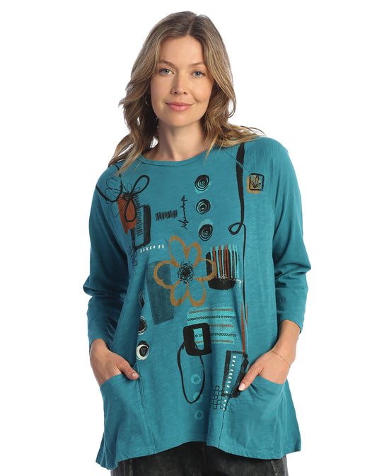 Load image into Gallery viewer, Jet Teal Two Pocket 100% Cotton Slub Tunic
