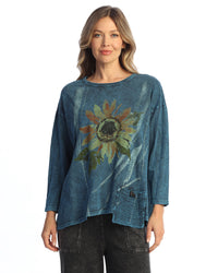 Sapphire Mineral Washed Sunflower Tunic with Pocket